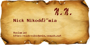 Nick Nikodémia névjegykártya